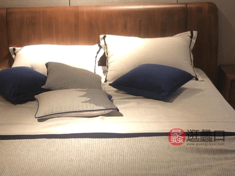 柏森优品LD+现代卧室床南美胡桃木实木床双人大床YP011