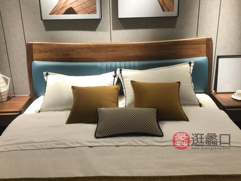 柏森优品LD+现代中式卧室床南美胡桃木床A3701