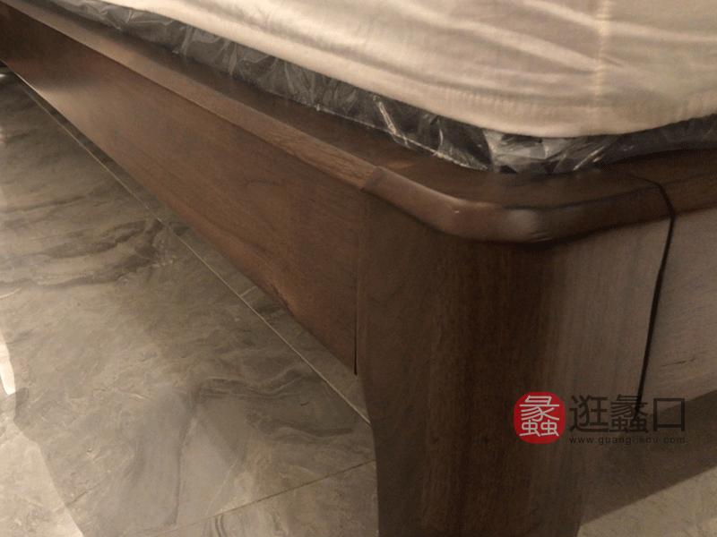 柏森优品LD+现代中式卧室床南美胡桃木床A3701