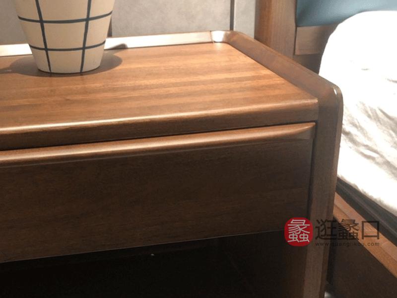 柏森优品LD+实木中式卧室床头柜 B3706，南美胡桃纯实木。