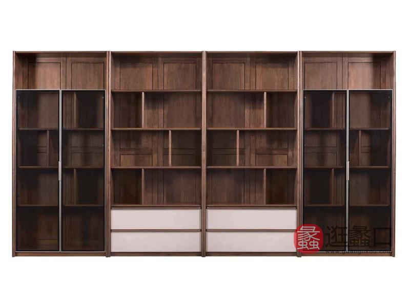 柏森优品LD+组合书柜-中书柜，H3705B，南美胡桃纯实木。