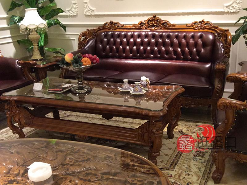 卡洛蔓欧式豪华别墅客厅实木进口柚木实木皮沙发组合 茶几KLM050