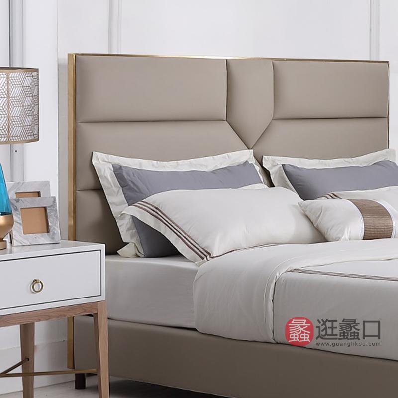 纽约现代美式轻奢橡木纹不锈钢装饰床头柜1190198床头柜