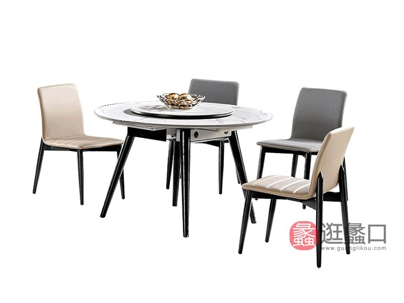 大城小爱家具现代餐厅餐桌椅岩板HY823圆桌