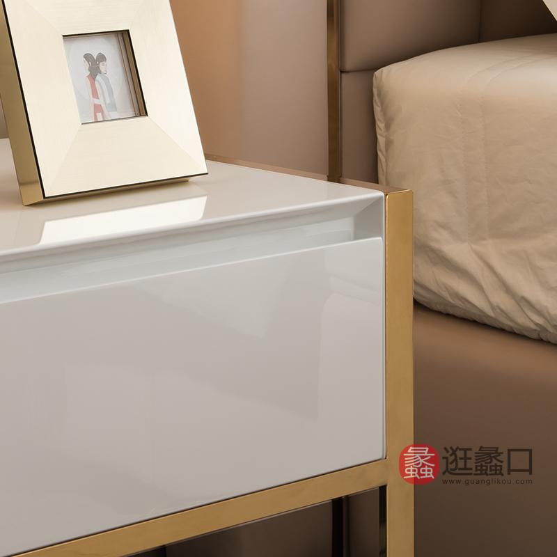 纽约现代美式轻奢E0级中纤板不锈钢电镀钛金脚架床头柜1190227床头柜