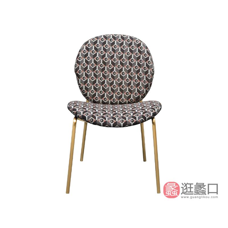 纽约现代美式轻奢不锈钢钛金绒布餐厅餐椅119048502（花布）