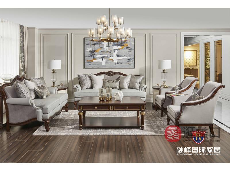 爵典家居·融峰国际家具实木美式客厅沙发GV-106沙发