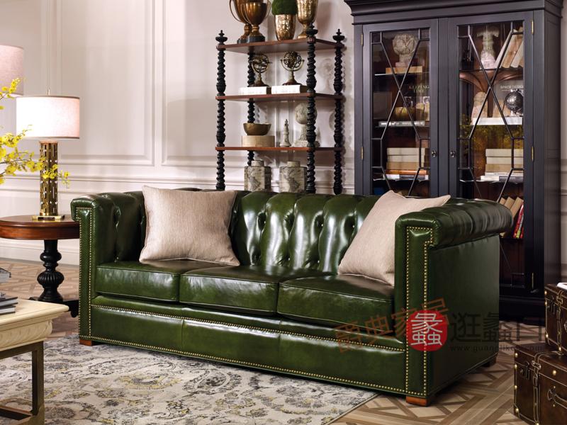 优胜美地·爵典家居美式客厅沙发绿皮美式沙发YS-08C沙发