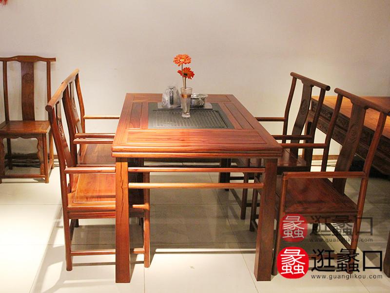 明家红木家具红木书房/茶室传统中式方形茶台