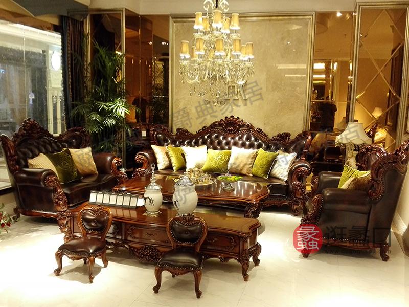 爵典家居·萨芬戴家具欧式（法式）客厅榉木纯实木真皮双人位/三人位/单人位沙发组合PD0121