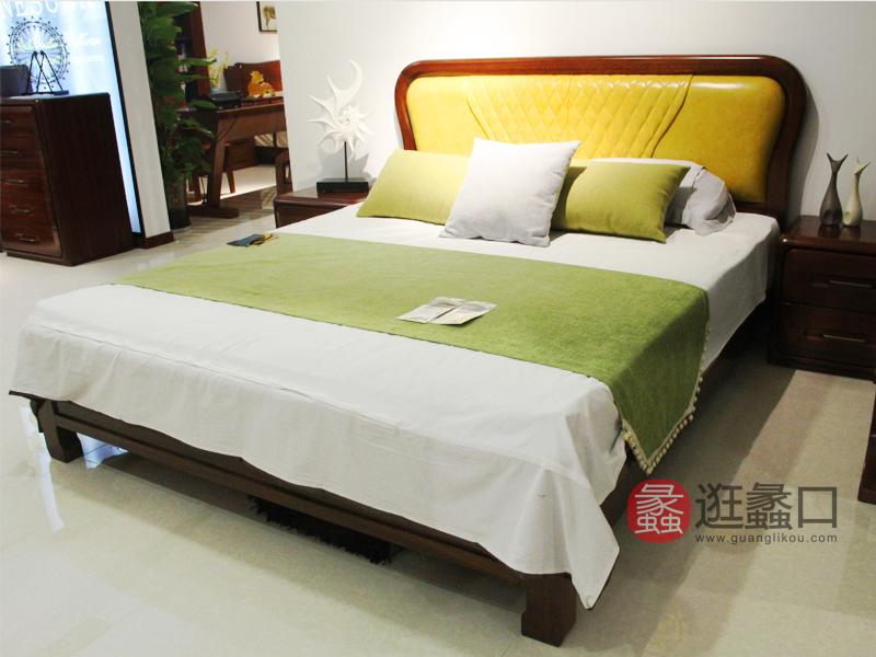 明煌木业·红犀阁家具中式卧室实木金丝檀木双人大床