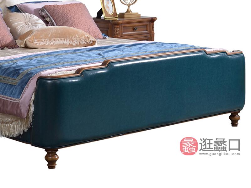 美哈特家具美式卧室床实木床尊贵牛皮大床双人床MHT028
