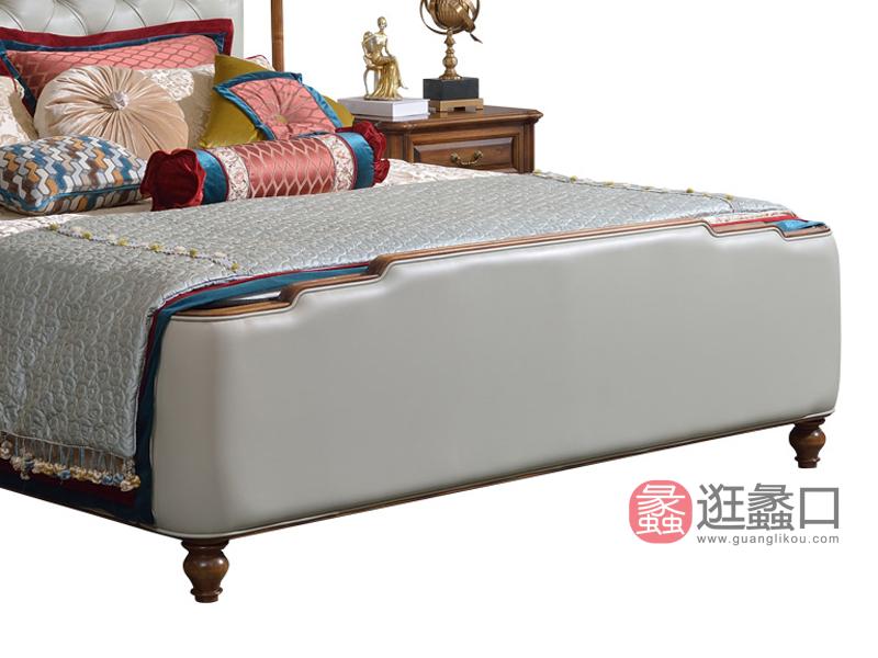 美哈特家具美式卧室床实木床尊贵时尚牛皮大床双人床MHT029