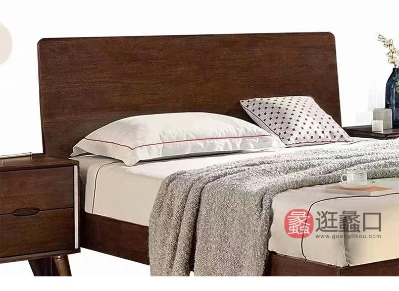 杩吉家具·工厂直营店进口橡胶木卧室床1045木背床