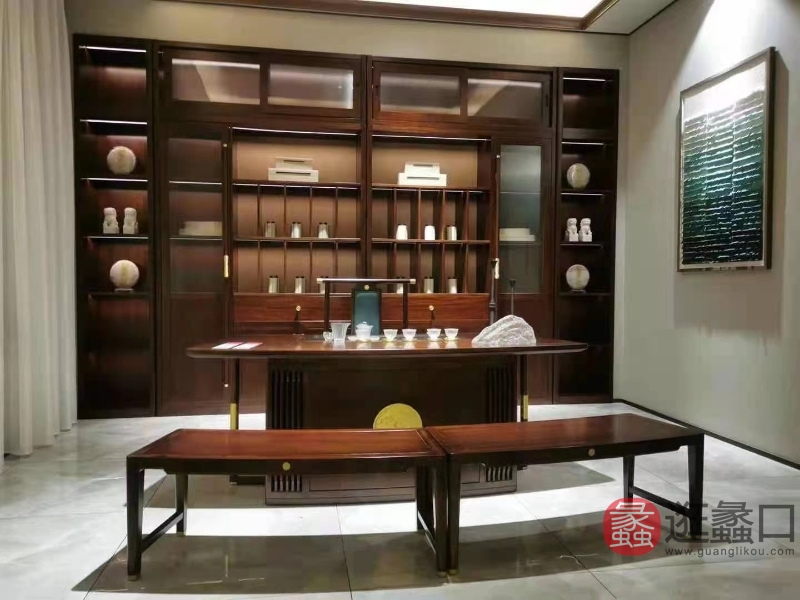 阅界新中式家具新中式书房书桌椅yj025