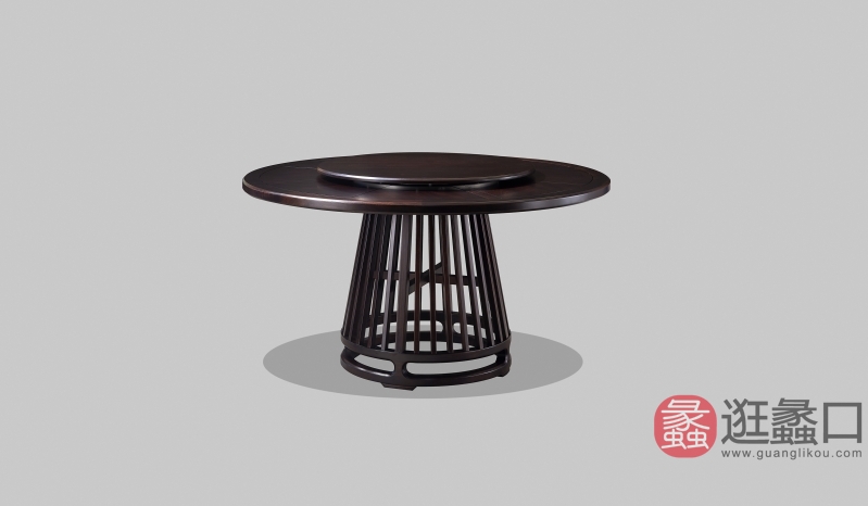 领秀江南家具大叶褐檀餐厅新中式餐桌椅（圆桌）1950
