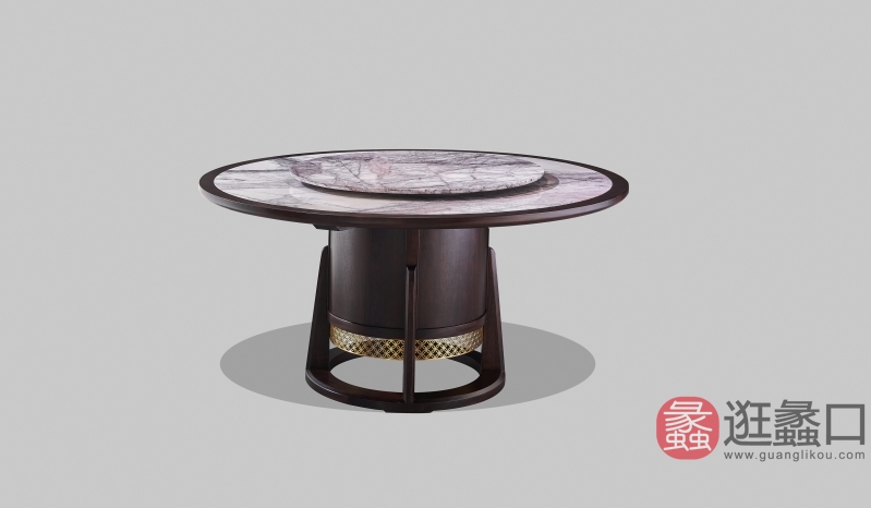 领秀江南家具大叶褐檀餐厅新中式餐桌椅1957
