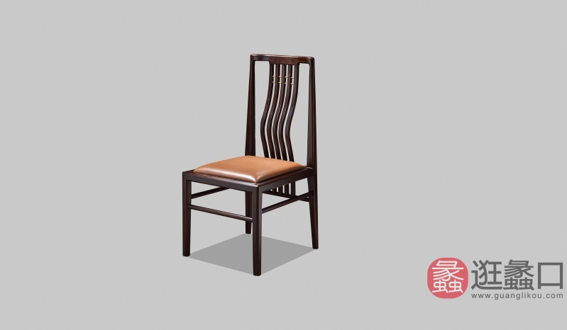 领秀江南家具大叶褐檀餐厅新中式餐椅1961