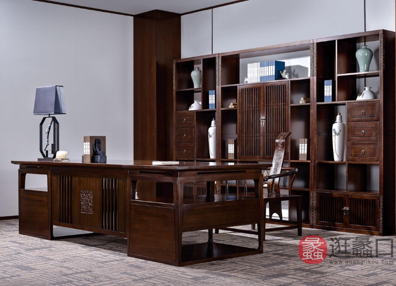 天赫家居·和砚·悟红木办公家具遒美系列实木办公桌103