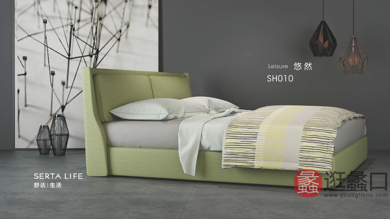 舒达床垫现代实木卧室床015