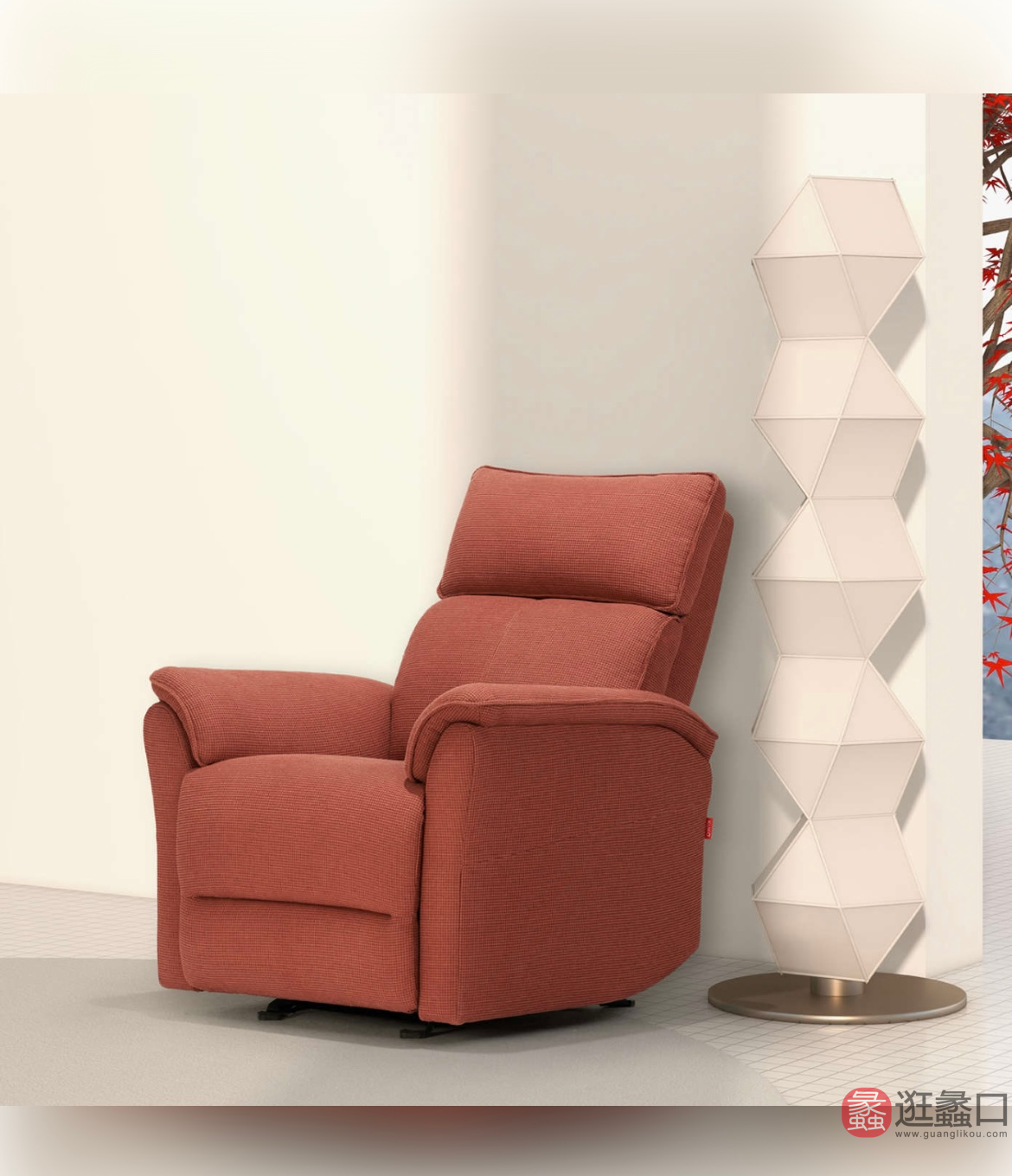 顾家家居旗舰店现代风格客厅单人休闲椅（砖红色）GJ5142