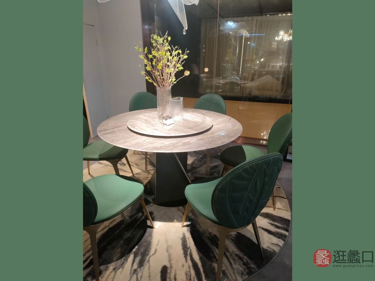 意迪生家具意式极简风格餐厅大理石圆形餐桌椅可旋转YDS52822