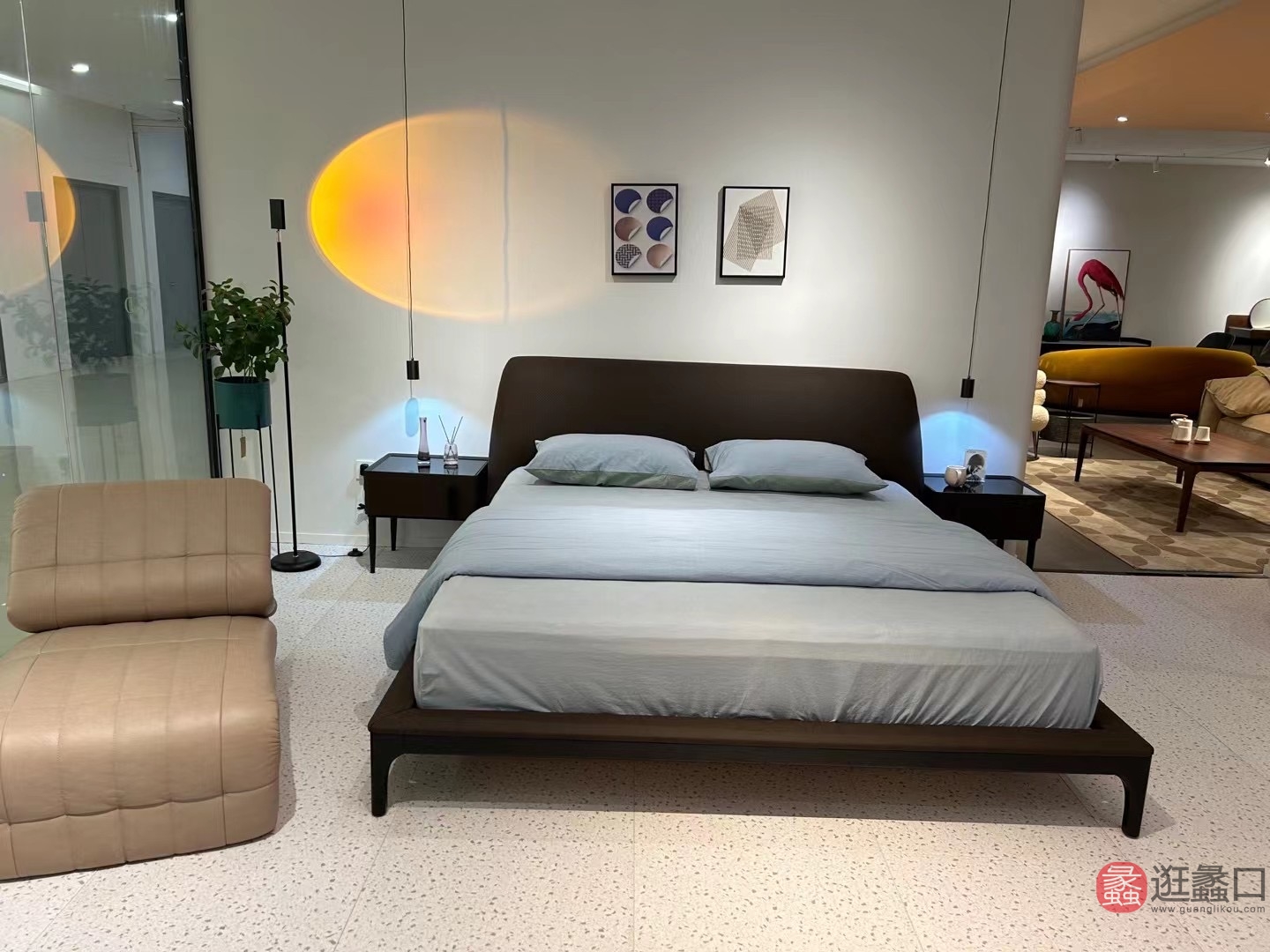 L&D家居北欧风极简主义卧室双人床（黑色）设计师款LD005