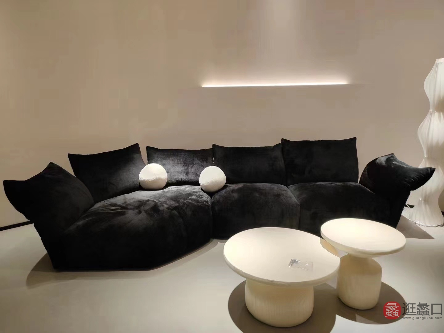 L&D家居北欧风客厅沙发趴趴熊/不规则花瓣沙发大户型设计师款（黑白配色）LD015