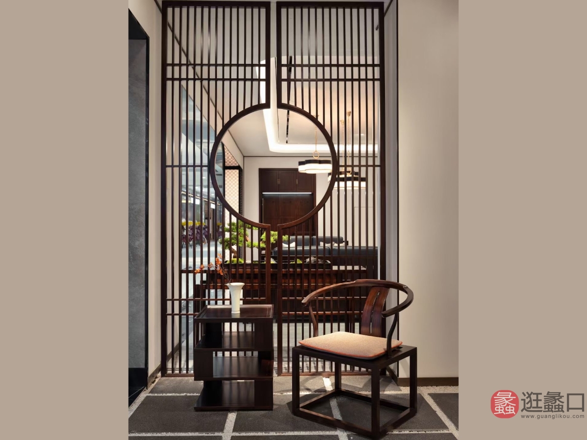和颐新中式家具客厅实木休闲椅/茶几（黑檀木）HY008