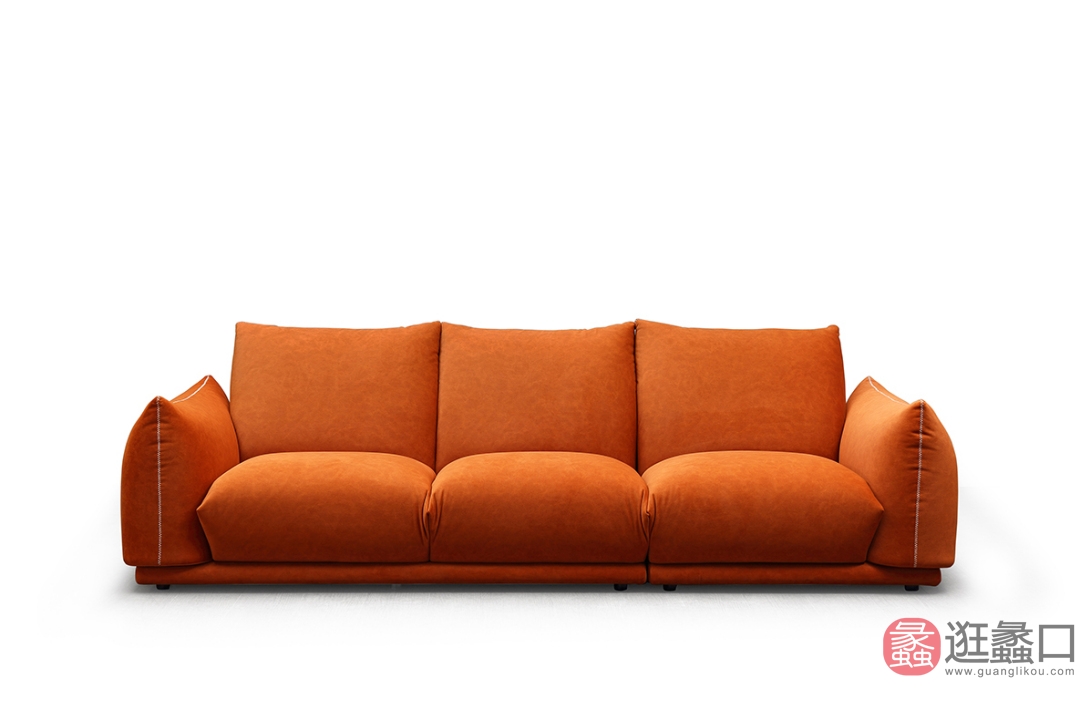 米梵家居意式极简客厅三人位直排面包沙发焦糖色设计师款复古沙发MIFAN002