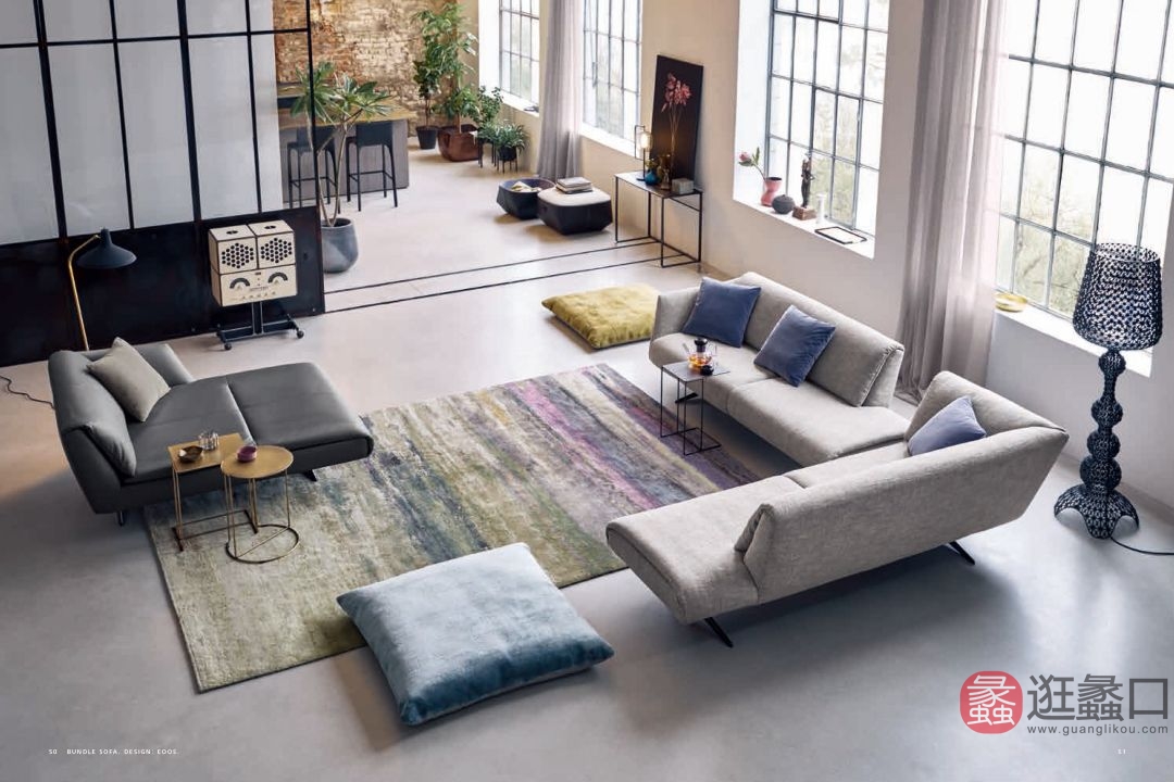 米梵家居意式极简客厅方块沙发组合L型沙发钢琴键直排沙发MIFAN004