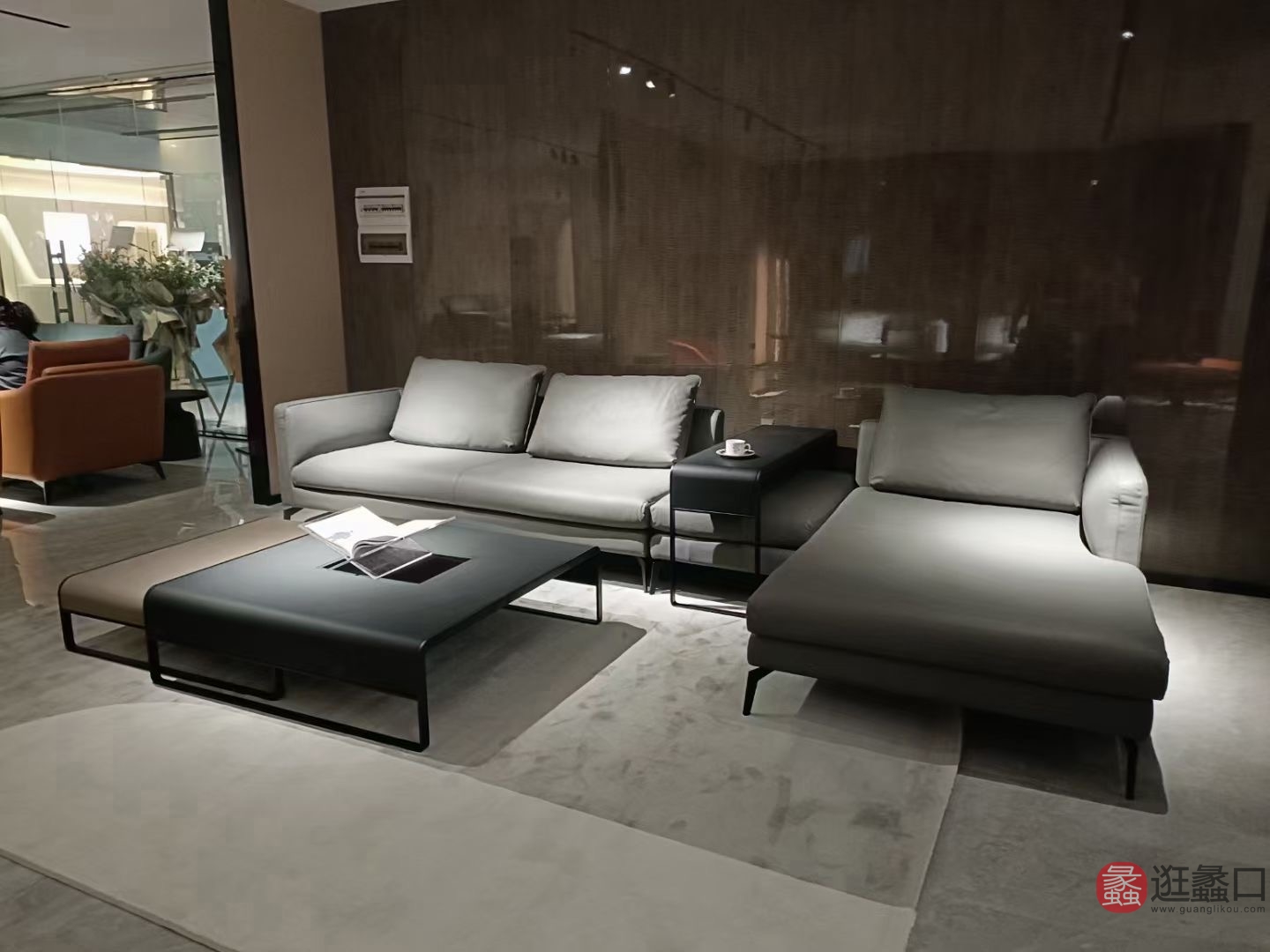 米梵家居意式极简客厅灰色L型沙发转角沙发别墅大户型MIFAN011