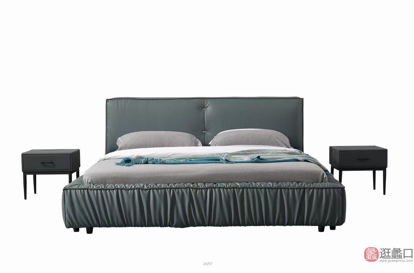 纯生生态家家具现代风格卧室双人大床软包超低床柔软真皮CSSTJ013