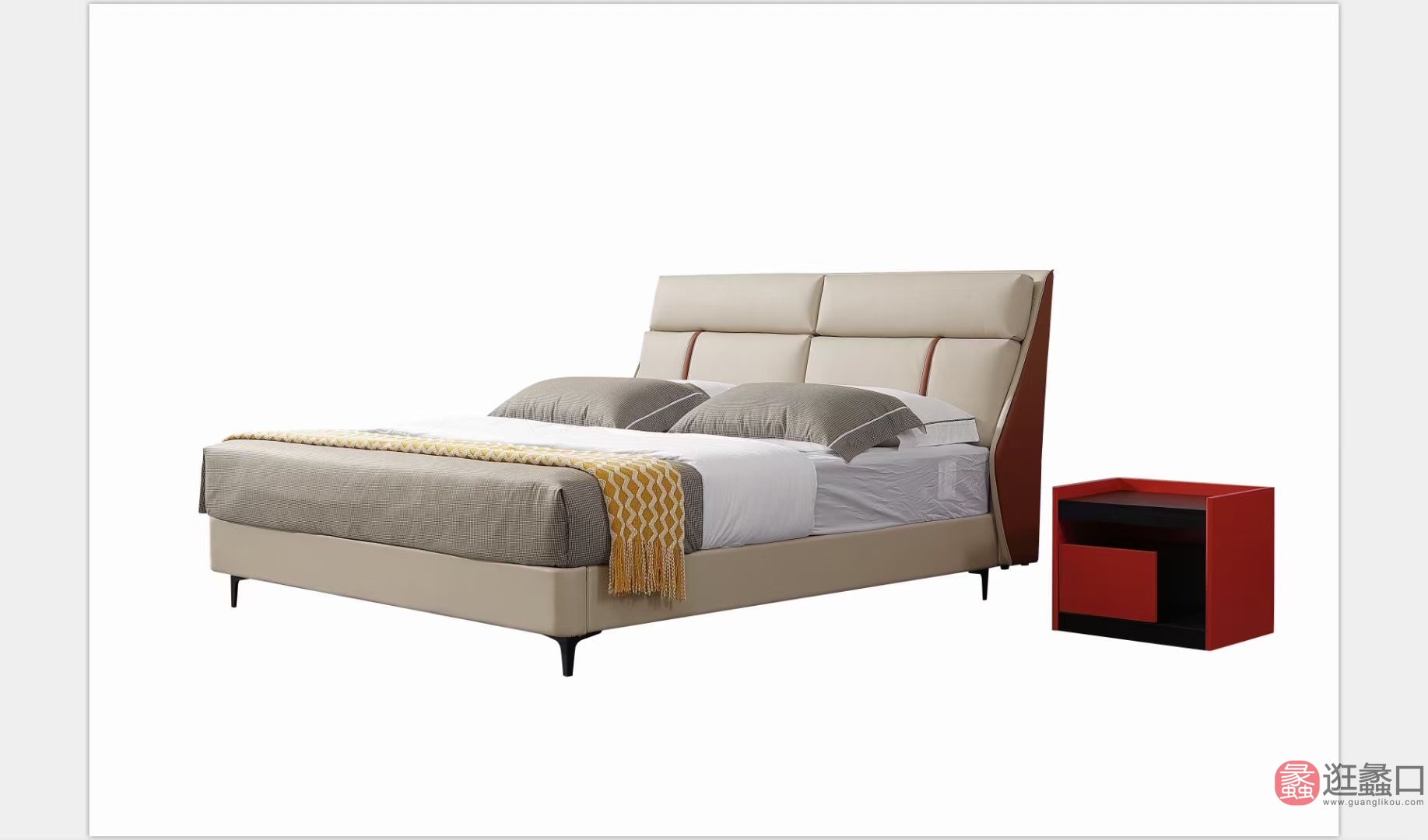 纯生生态家家具现代风格卧室双人床真皮轻奢小户型时尚设计师款CSSTJ014