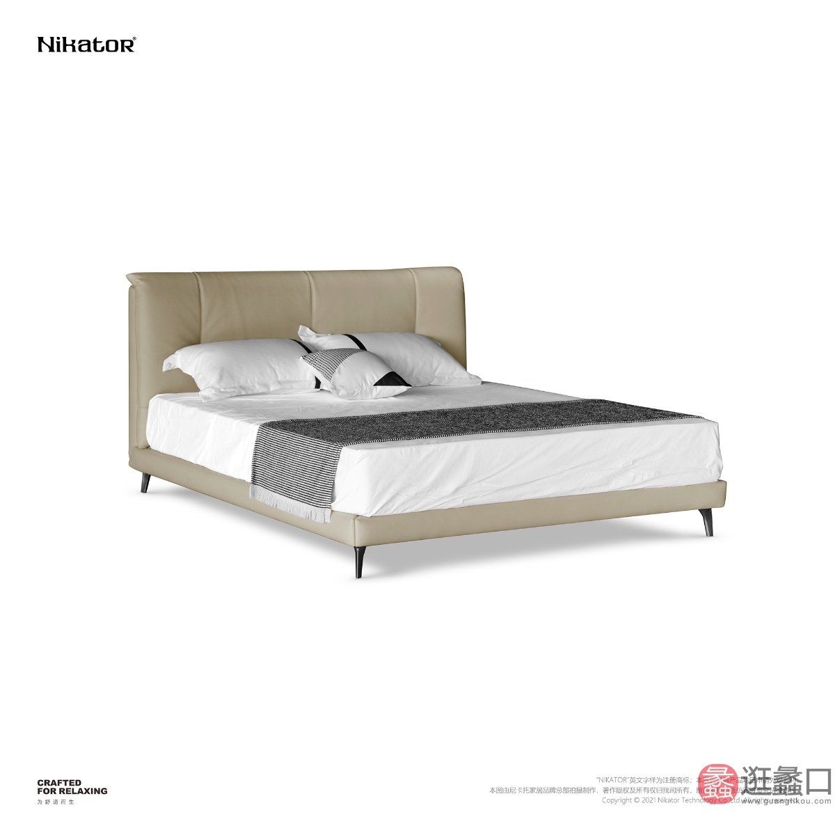 NIKATOR｜尼卡托家具卧室现代简约1.8米双人床真皮大软靠超低床NIKATOR014