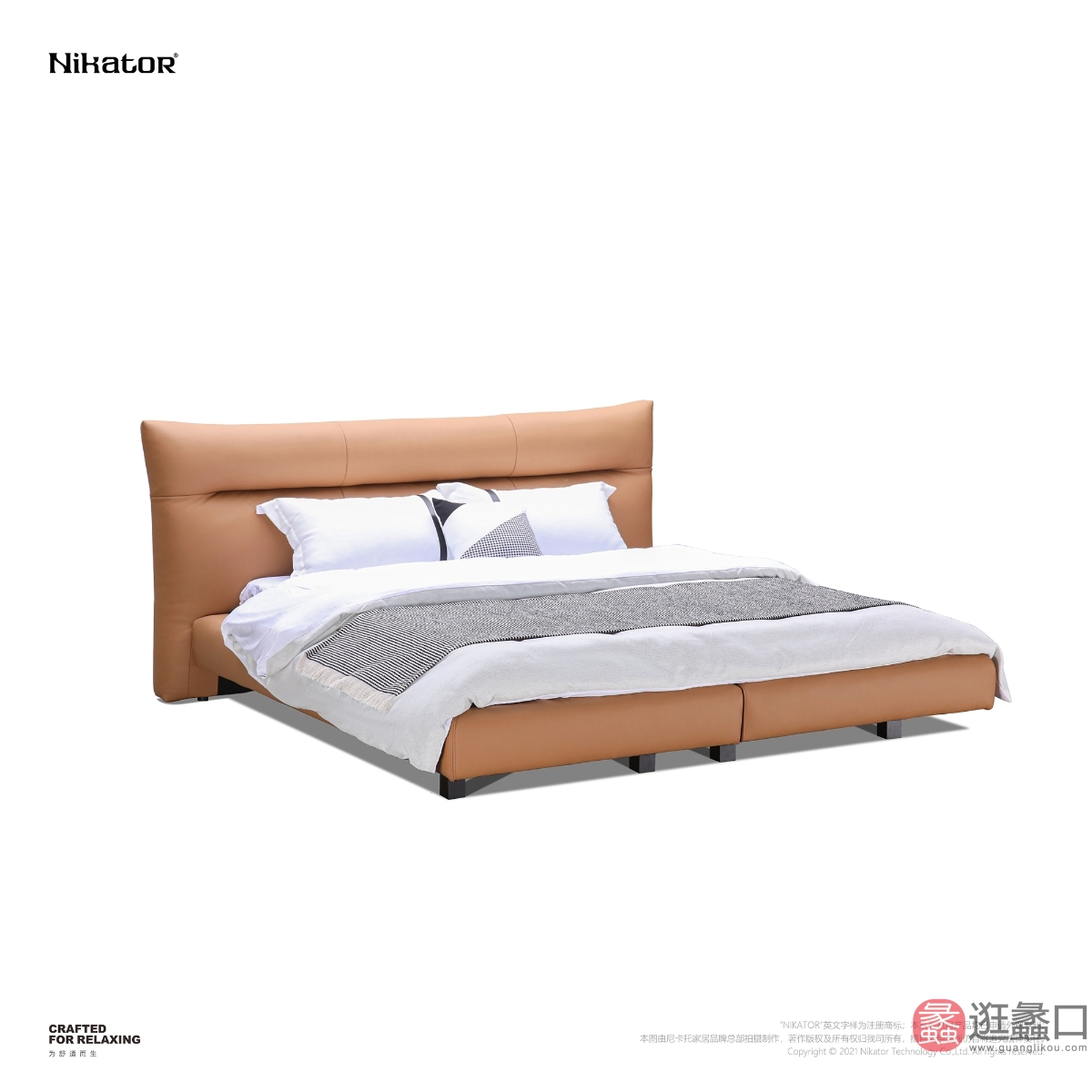 NIKATOR｜尼卡托家具卧室现代简约1.8米双人床真皮软包大软靠超低床NIKATOR015
