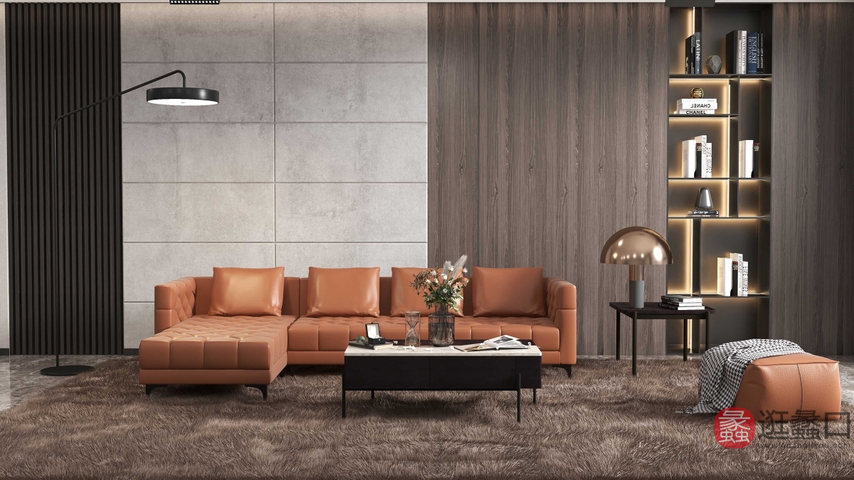 CBD家具客厅现代简约真皮L型沙发模块轻奢沙发cbd005