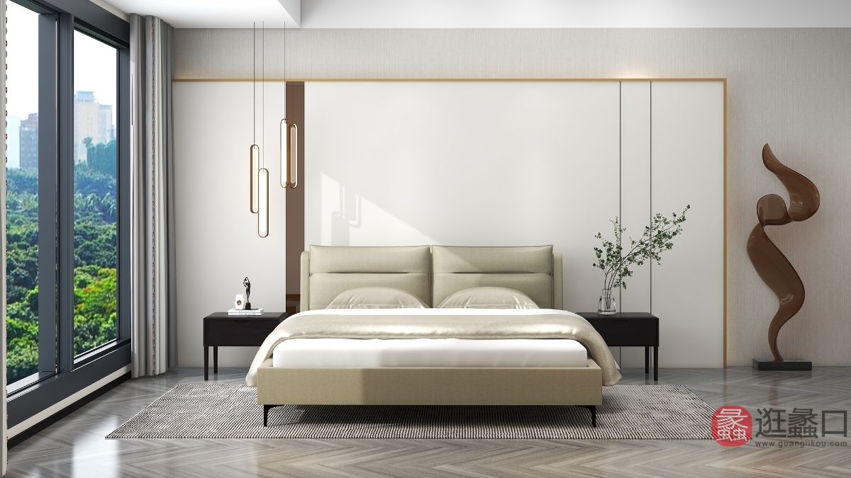 CBD家具卧室现代简约1.8米双人床主卧真皮大床cbd017