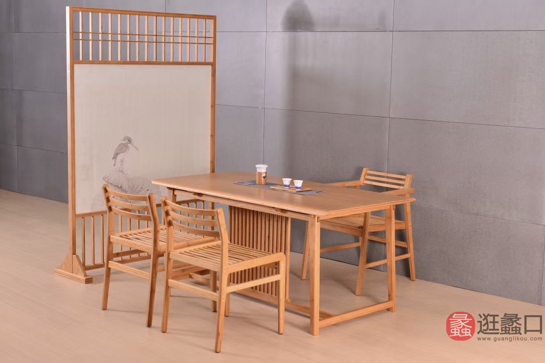祥福竹空间、茶家具茶室实木喝茶桌椅组合客厅禅意茶桌家用书桌茶几XFZCKJ009