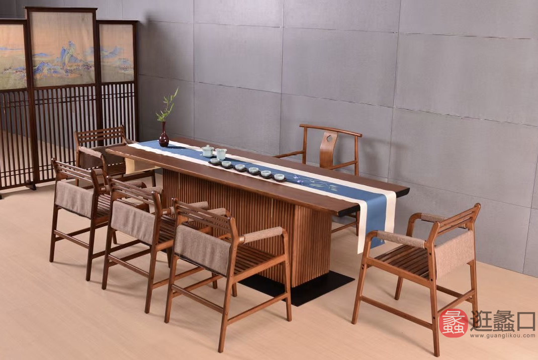 祥福竹空间、茶家具茶室实木喝茶桌椅组合客厅禅意茶桌家用书桌茶几XFZCKJ011