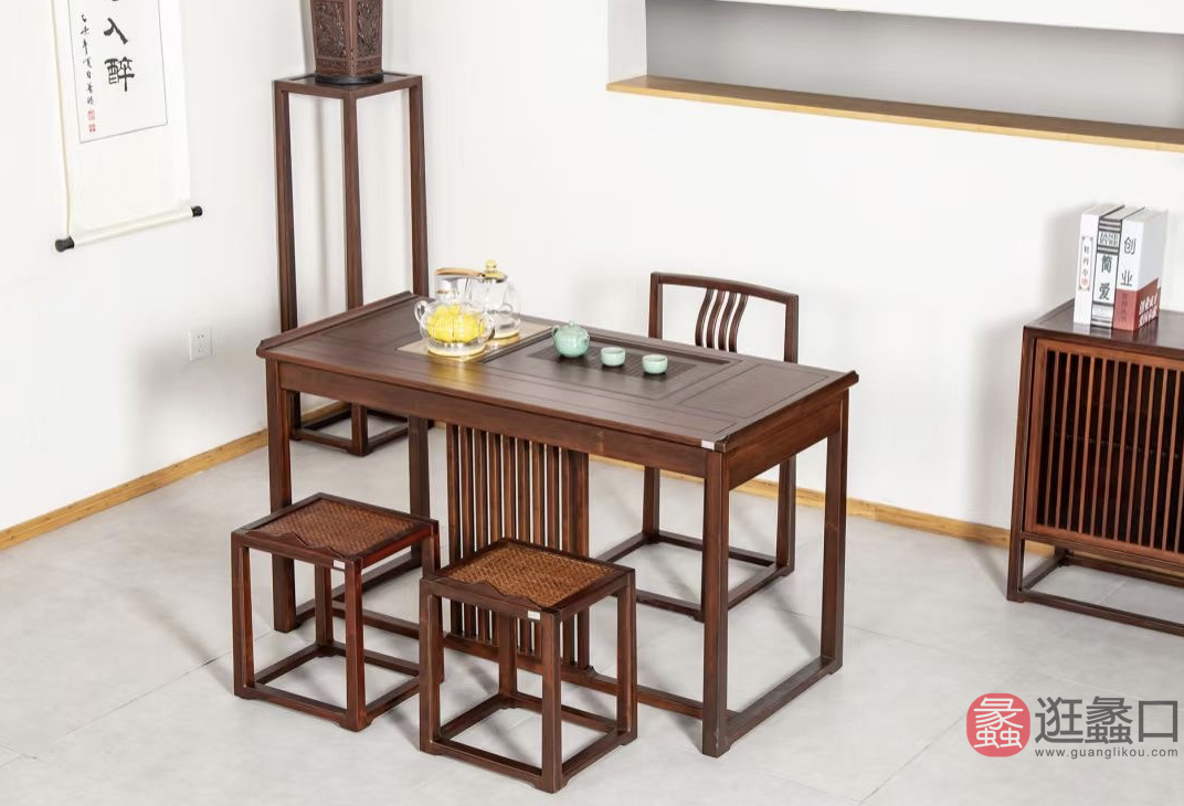 祥福竹空间、茶家具茶室实木喝茶桌椅组合客厅禅意茶桌家用书桌茶几XFZCKJ017