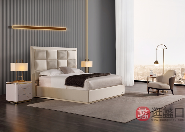 美国丝涟床垫卧室现代简约双人床软包SILAN007