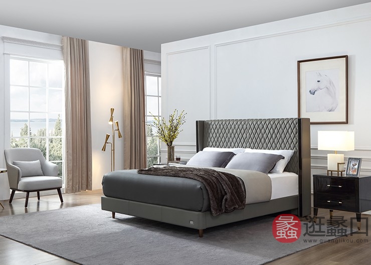 美国丝涟床垫卧室现代轻奢双人床软靠主卧婚床新款SILAN019
