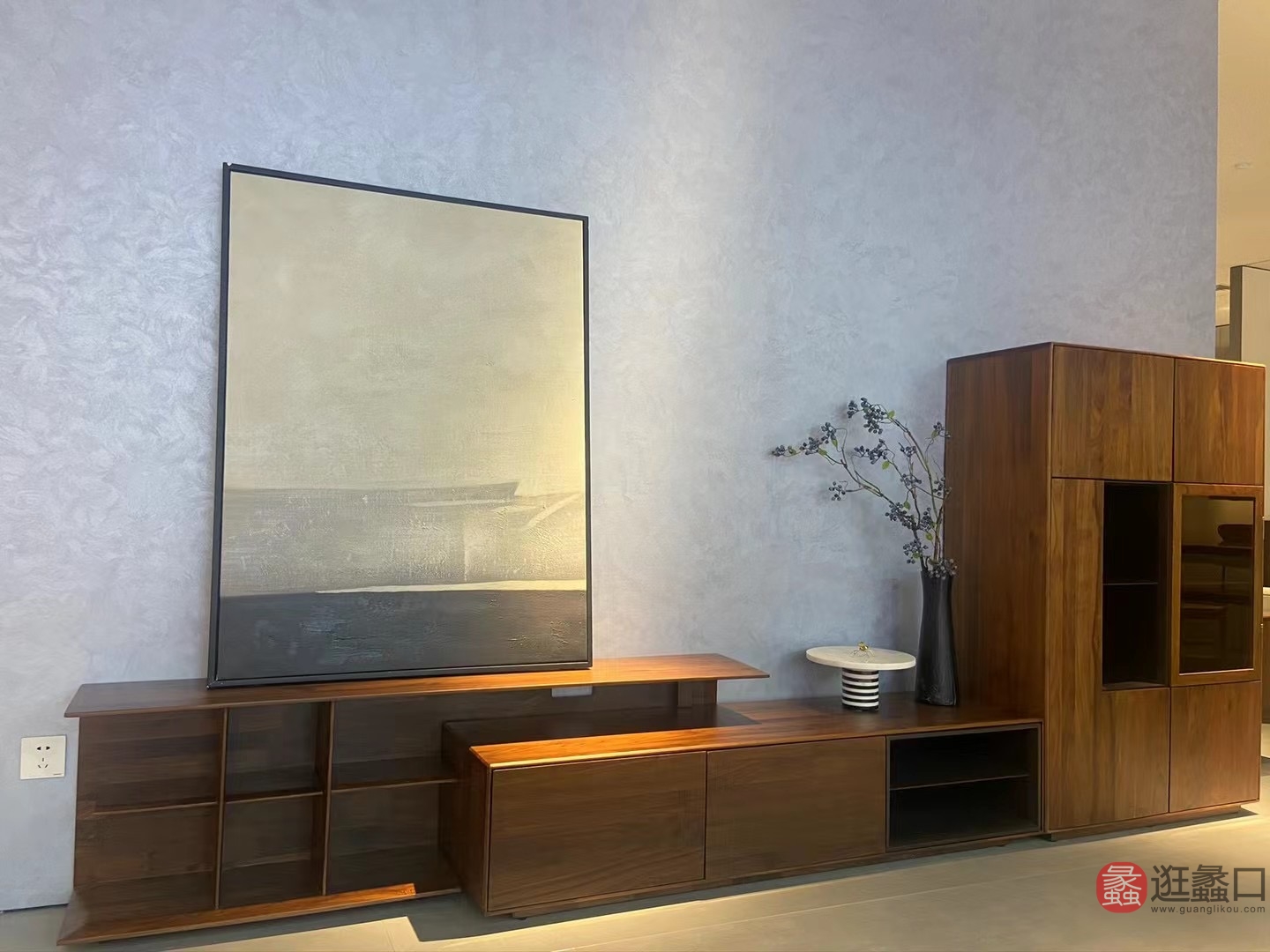 库维卡家具（意式极简）客厅实木组合电视柜可定制北美黑胡桃木KWK021