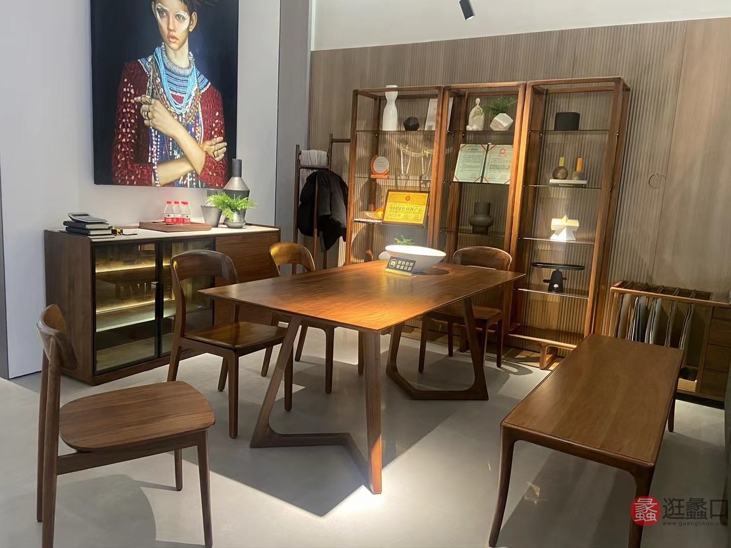 库维卡家具（意式极简）餐厅实木长方形餐桌椅北美黑胡桃木KWK023
