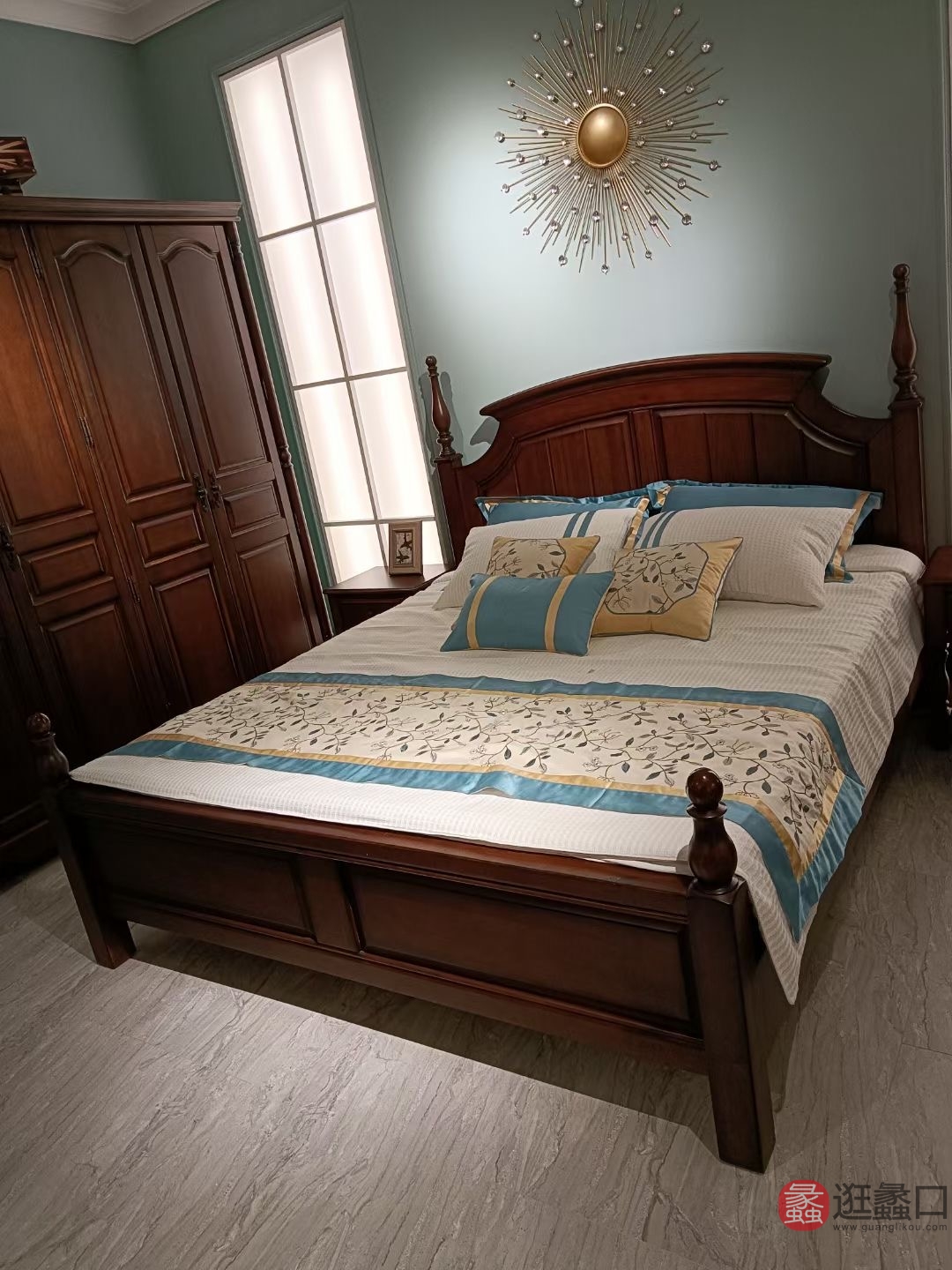 维克小镇美式家具卧室实木双人床1.8米主卧小户型小美式家具WKXZ013