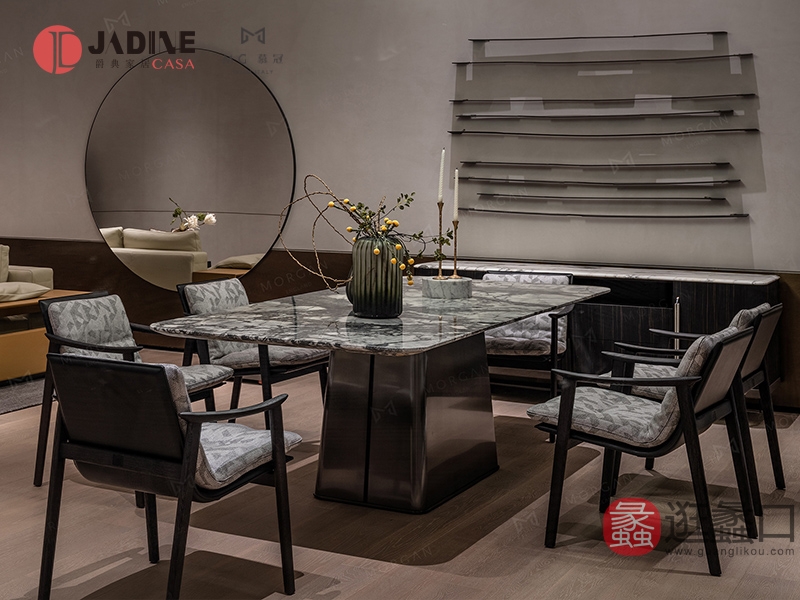 爵典家居·慕冠家具餐厅轻奢长方形餐桌椅MG028