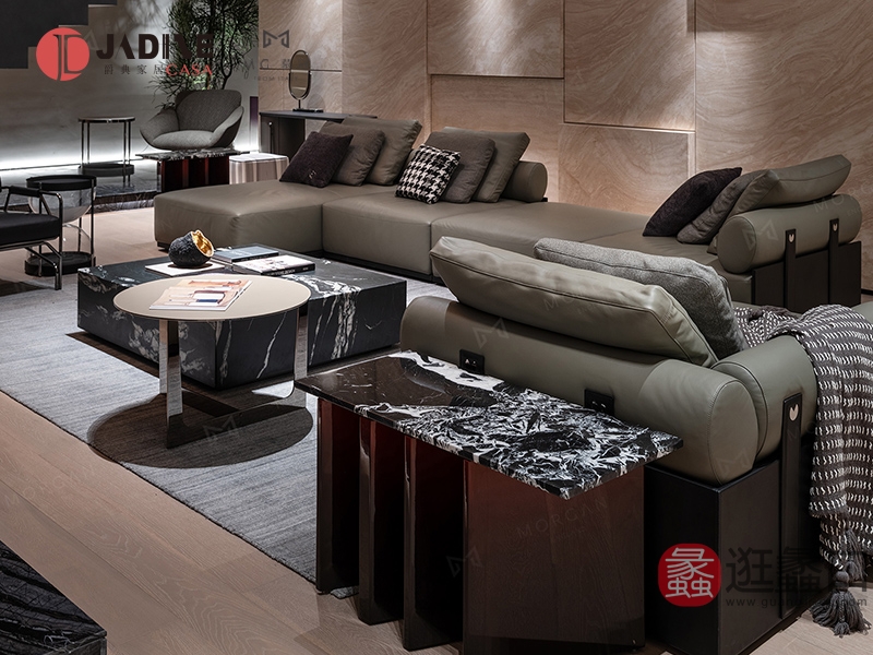 爵典家居·慕冠家具客厅轻奢模块沙发真皮L型沙发MG034