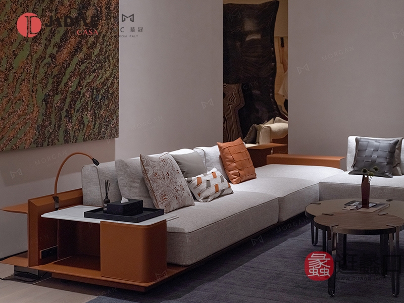 爵典家居·慕冠家具客厅轻奢L型沙发模块真皮沙发茶几组合MG035