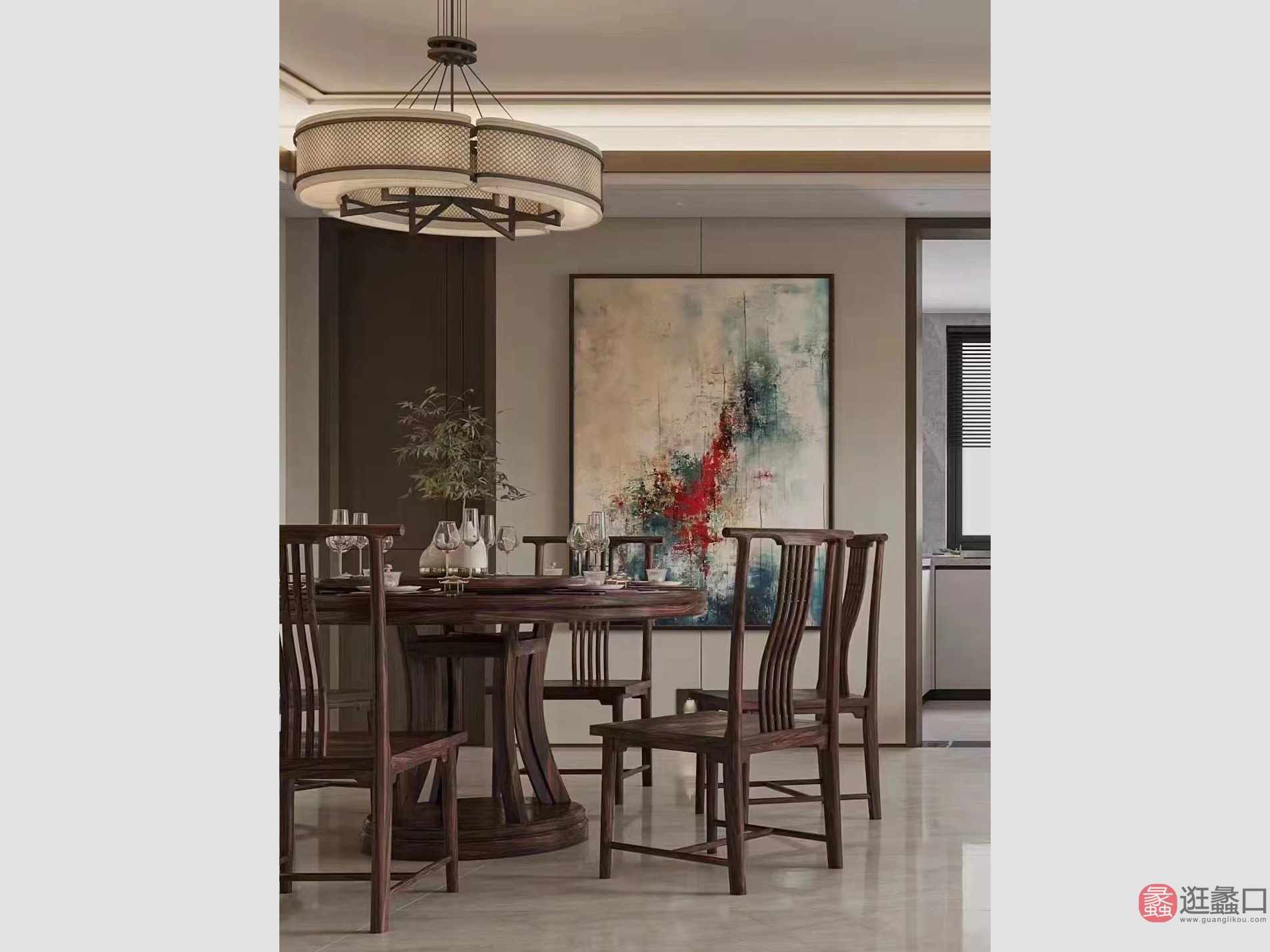 天元人和家具餐厅新宋式红木餐桌椅阔叶黄檀（黑酸枝）TTRH005